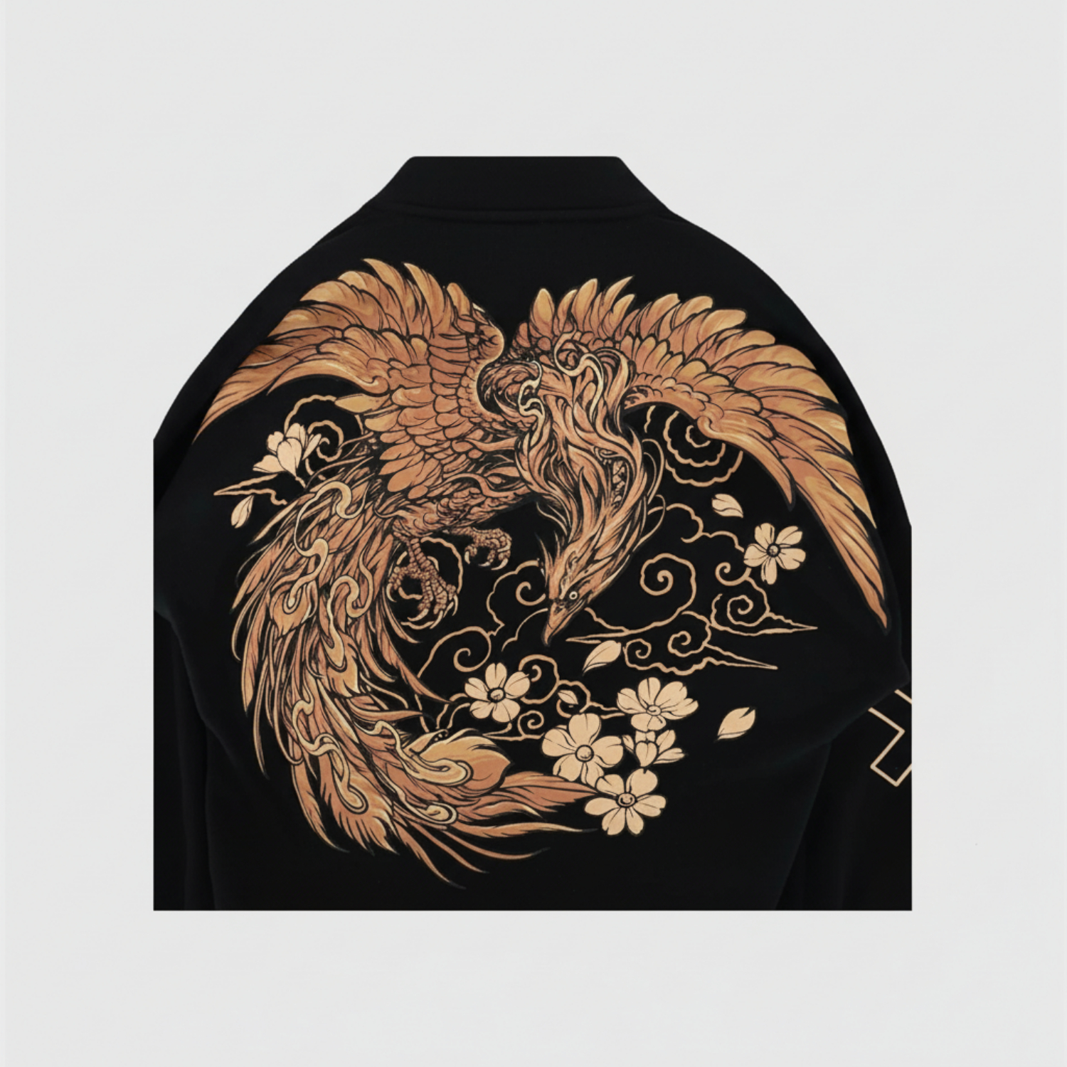 Oversized Crewneck Anime Phoenix Graphic Fleece Jacket