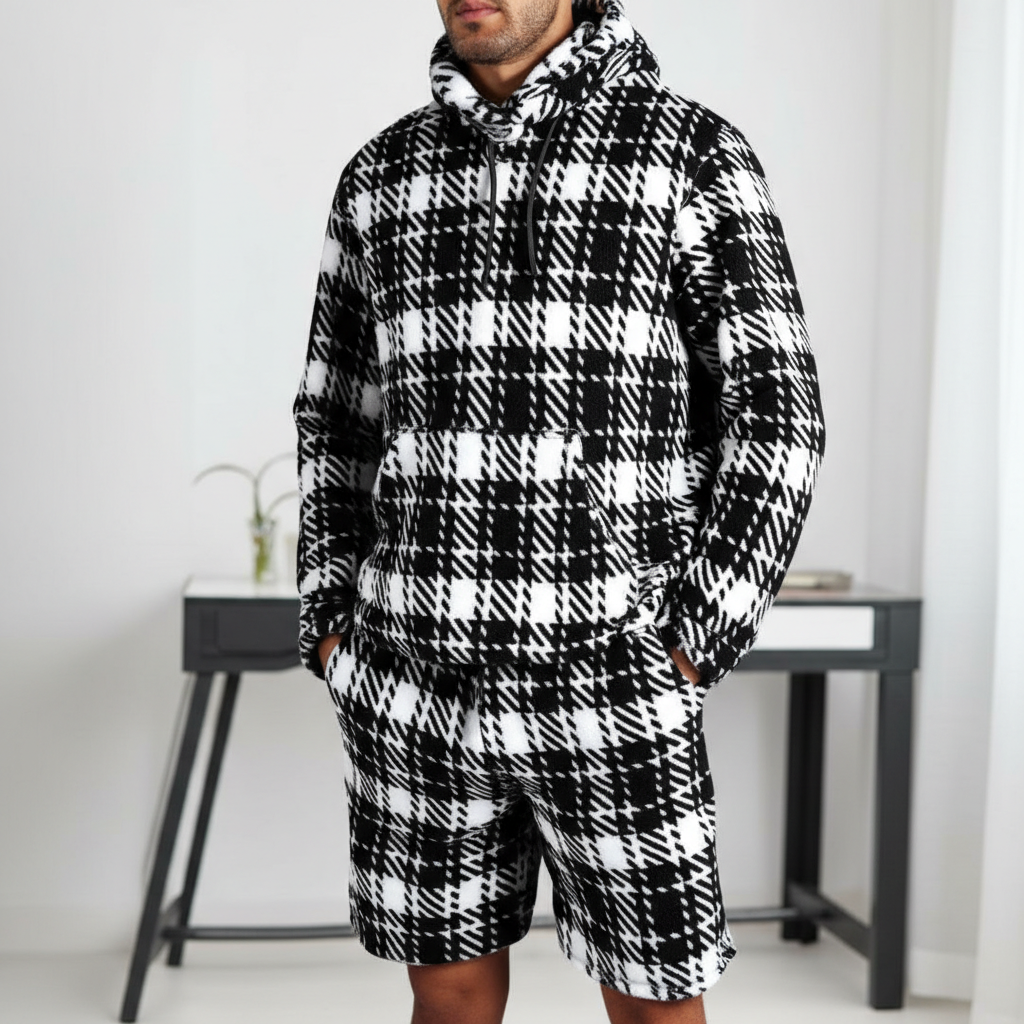 Hooded Sweatshirt And Shorts Two Piece Set