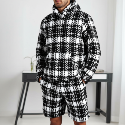 Hooded Sweatshirt And Shorts Two Piece Set