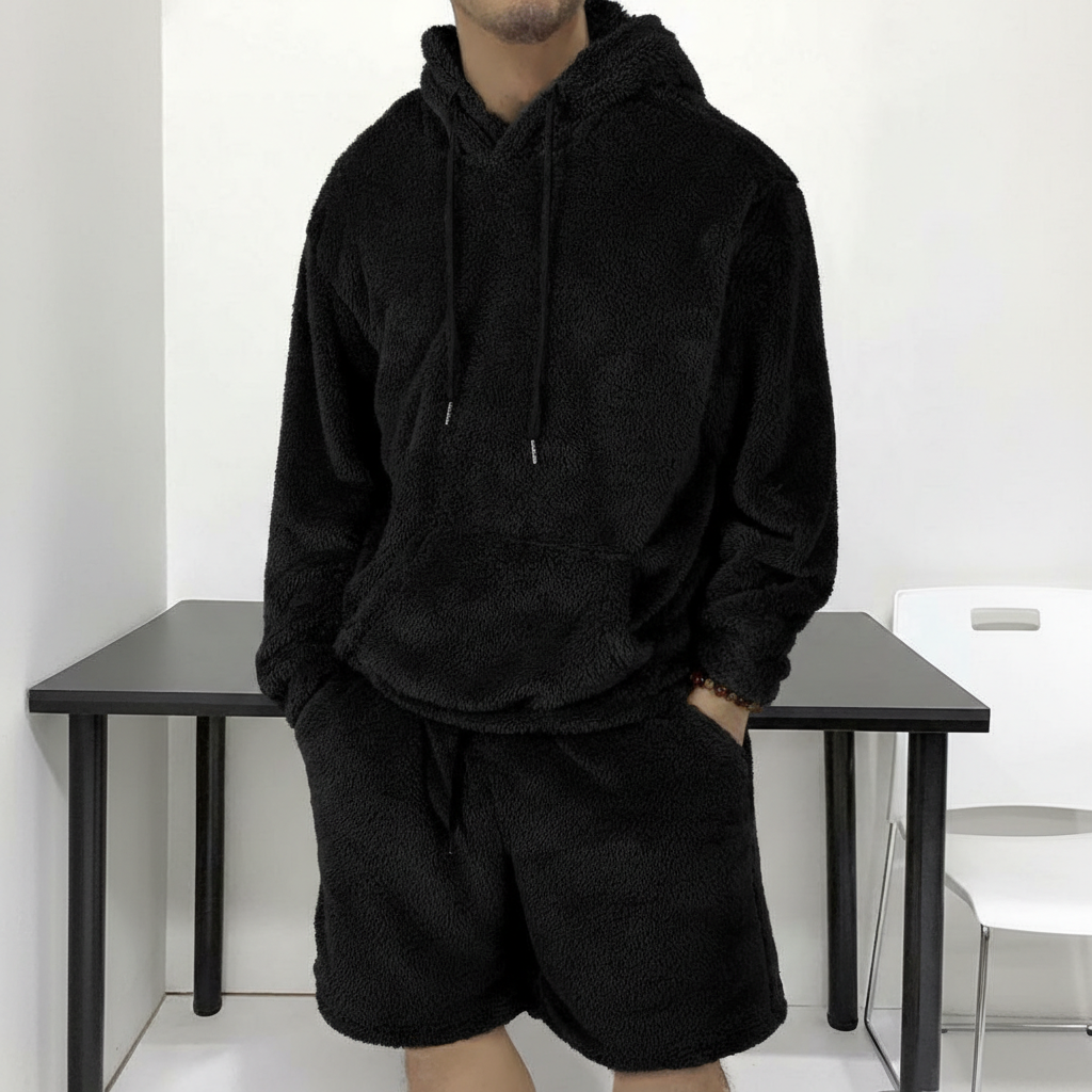 Hooded Sweatshirt And Shorts Two Piece Set