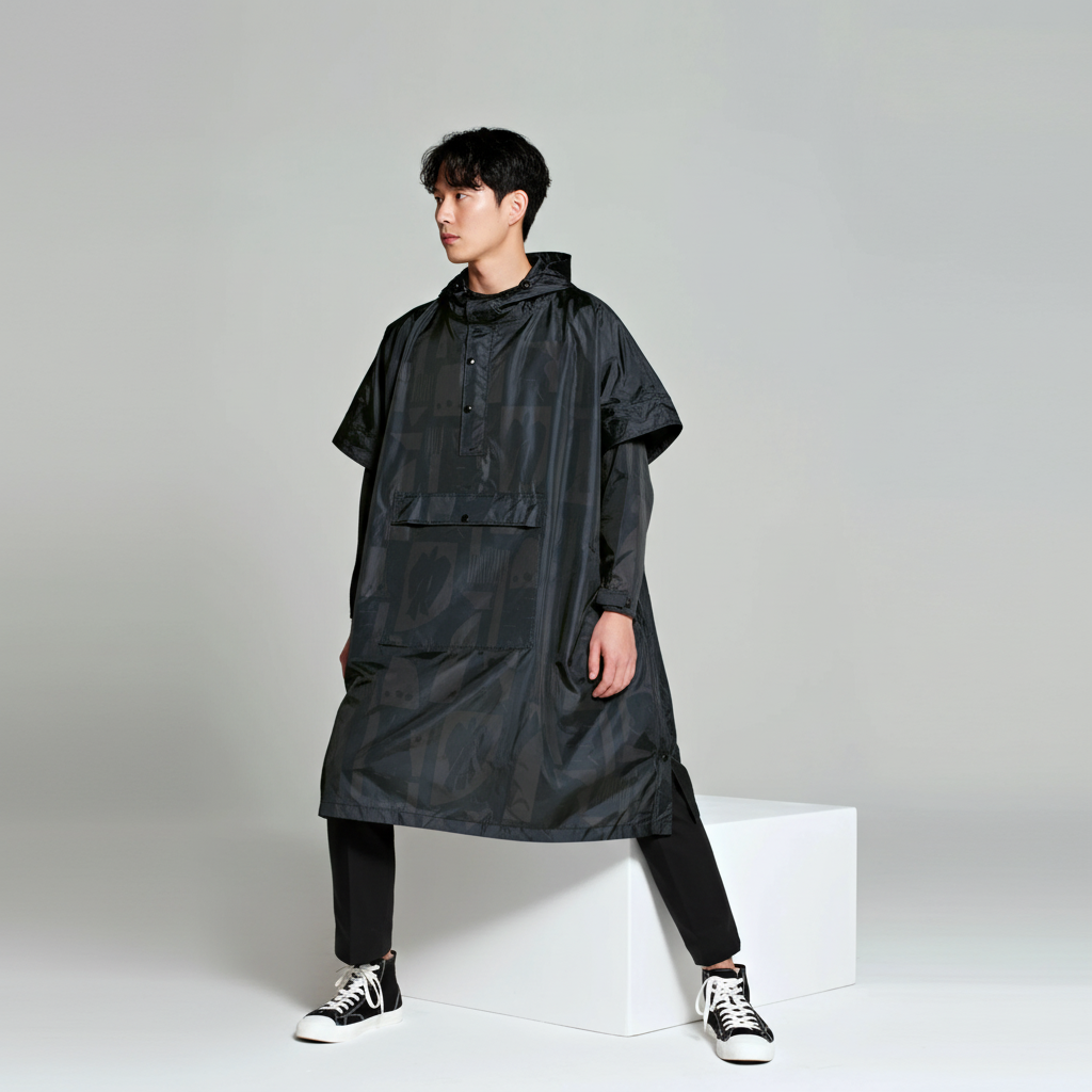 Smiles Patterned Design Rain Poncho