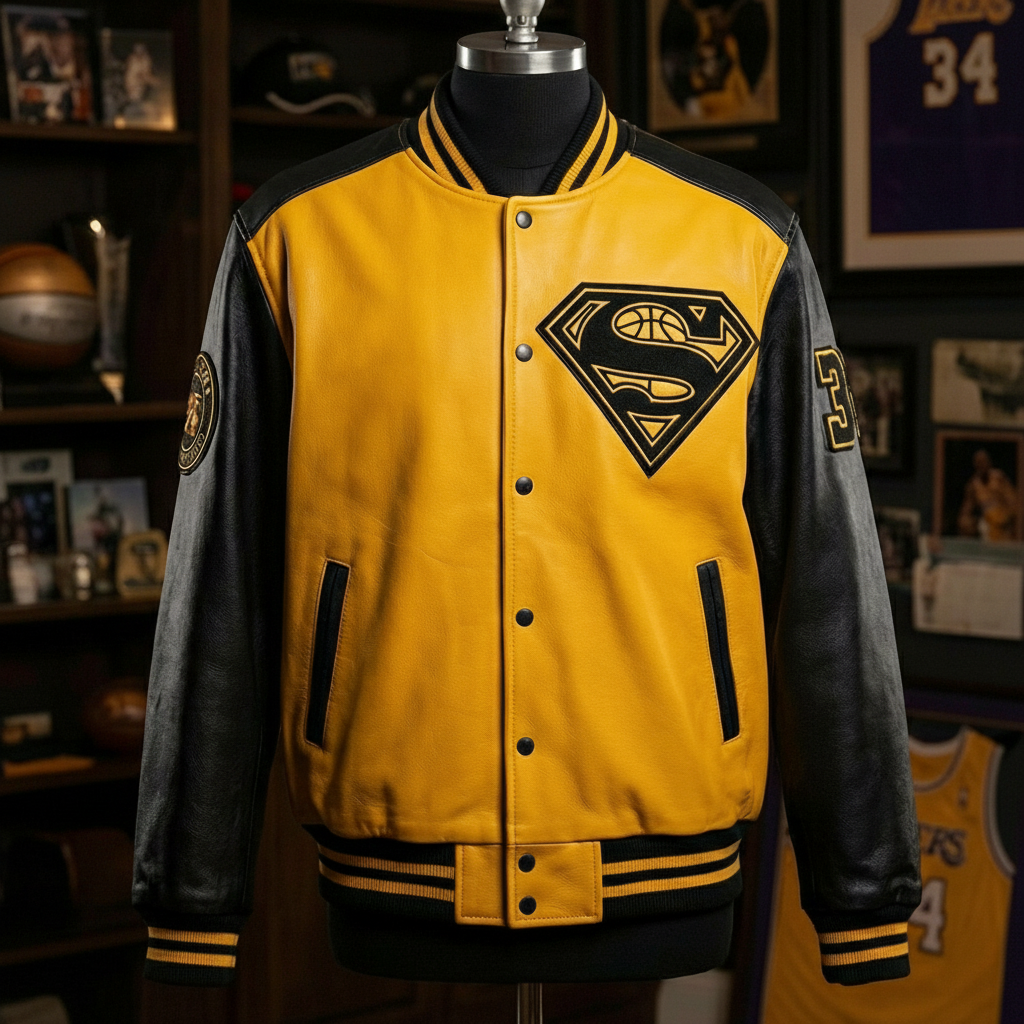 Big Shaq Superman Lakers Themed Varsity Jacket
