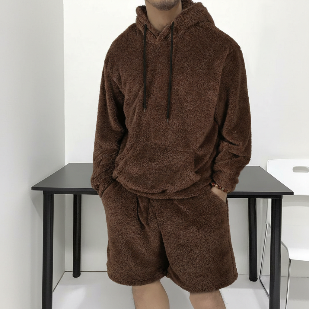 Hooded Sweatshirt And Shorts Two Piece Set