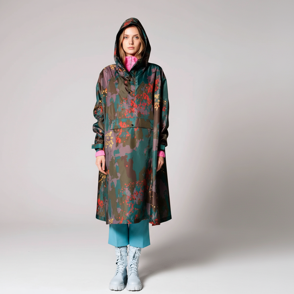 Smiles Patterned Design Rain Poncho