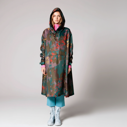 Smiles Patterned Design Rain Poncho