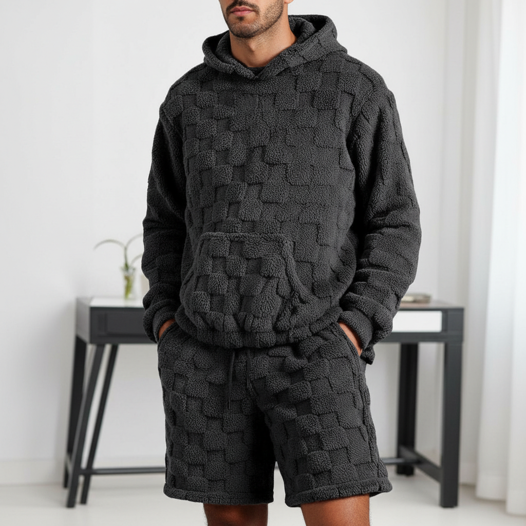 Hooded Sweatshirt And Shorts Two Piece Set