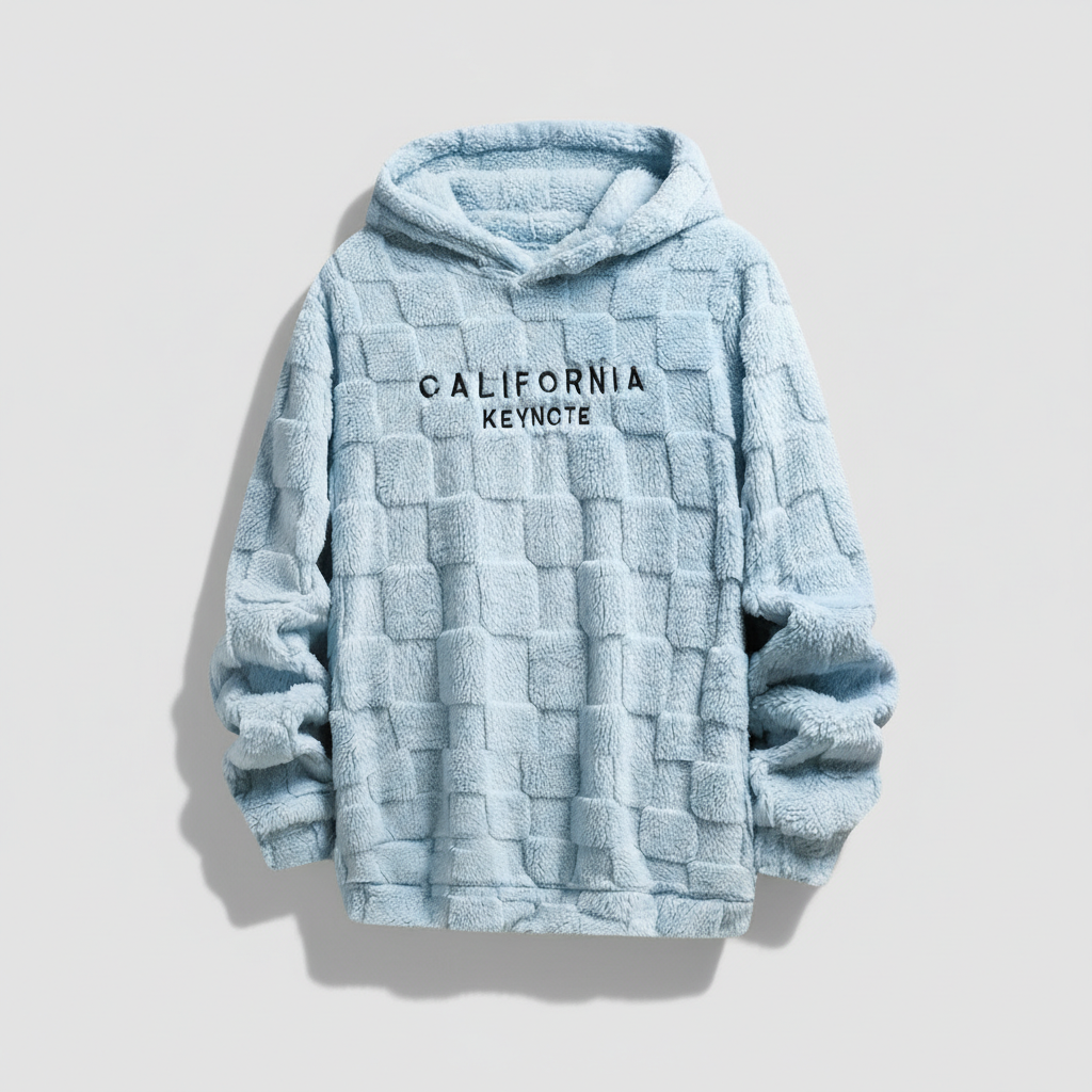 Men's Letter Embroidery Drop Shoulder Fuzzy Hoodie