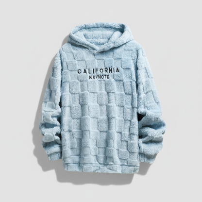 Men's Letter Embroidery Drop Shoulder Fuzzy Hoodie