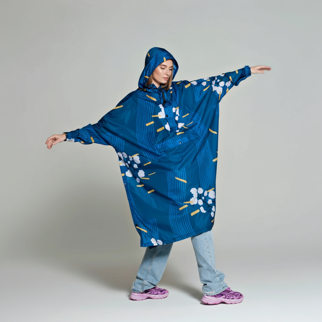 Smiles Patterned Design Rain Poncho