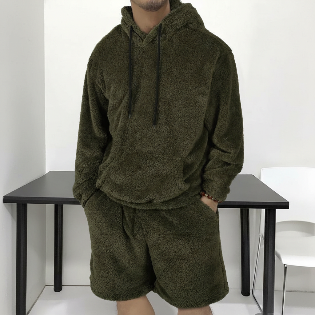 Hooded Sweatshirt And Shorts Two Piece Set