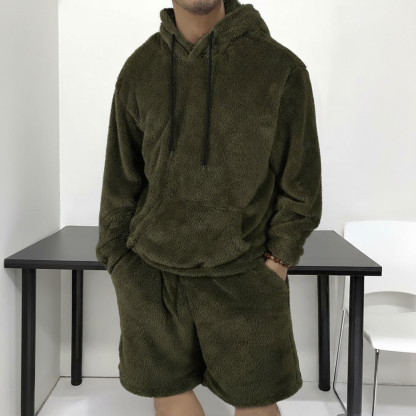 Hooded Sweatshirt And Shorts Two Piece Set