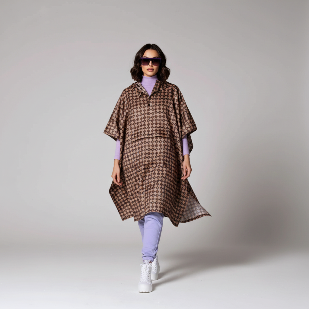 Smiles Patterned Design Rain Poncho