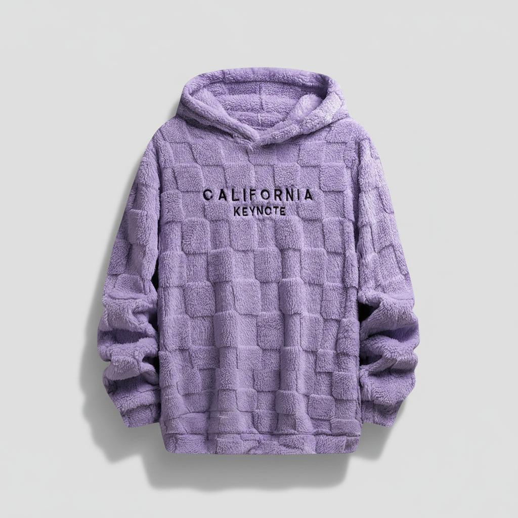 Men's Letter Embroidery Drop Shoulder Fuzzy Hoodie