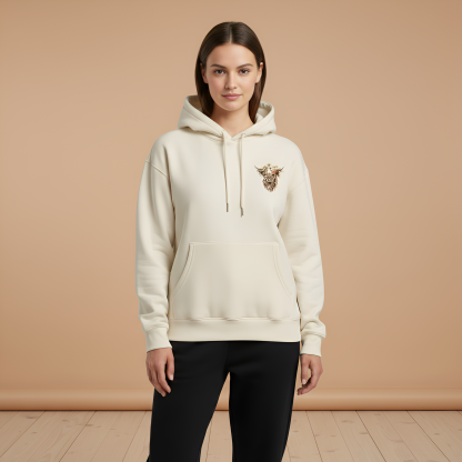 Casual Highland Cow Print Drawstring Hoodie