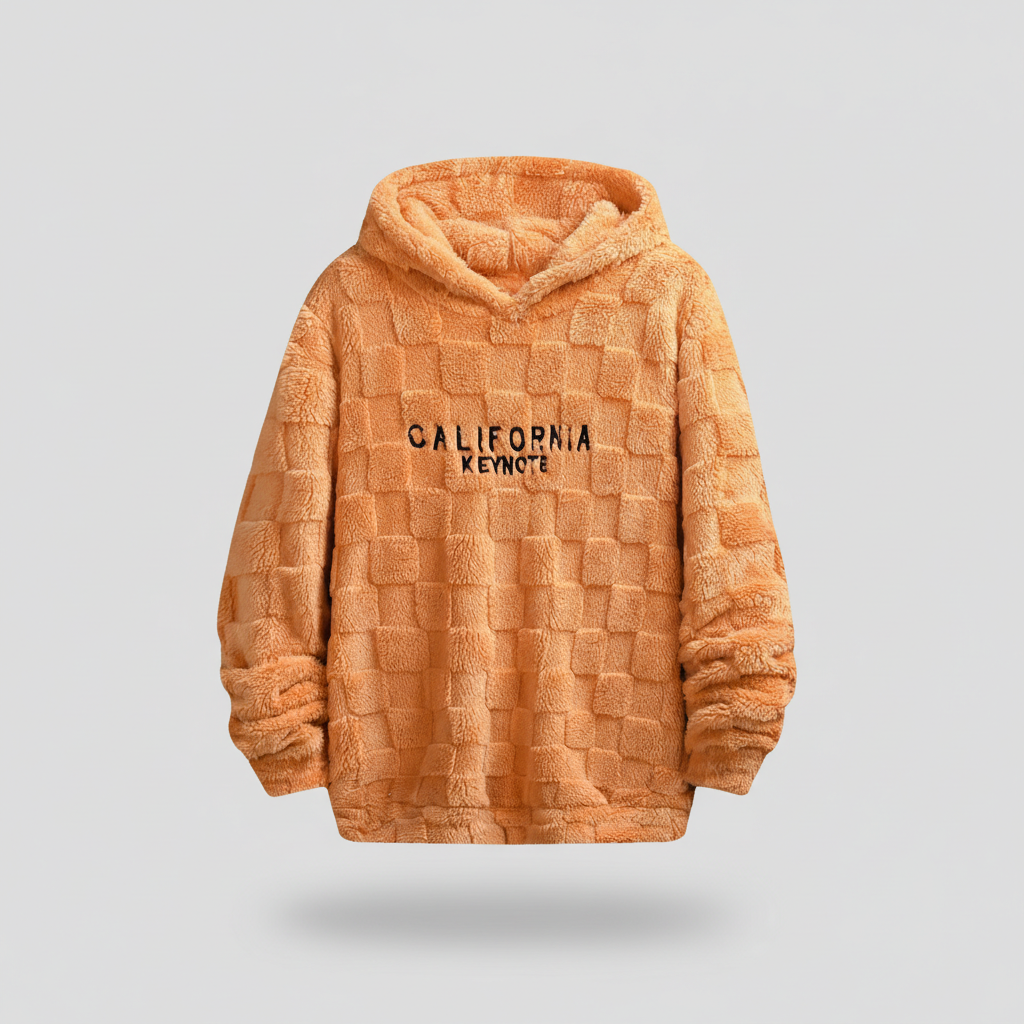 Men's Letter Embroidery Drop Shoulder Fuzzy Hoodie