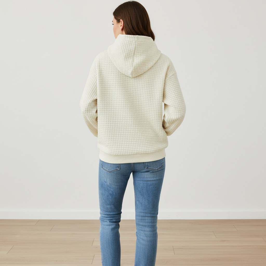 Waffle Knit Hoodie With Highland Cow Graphic For Women