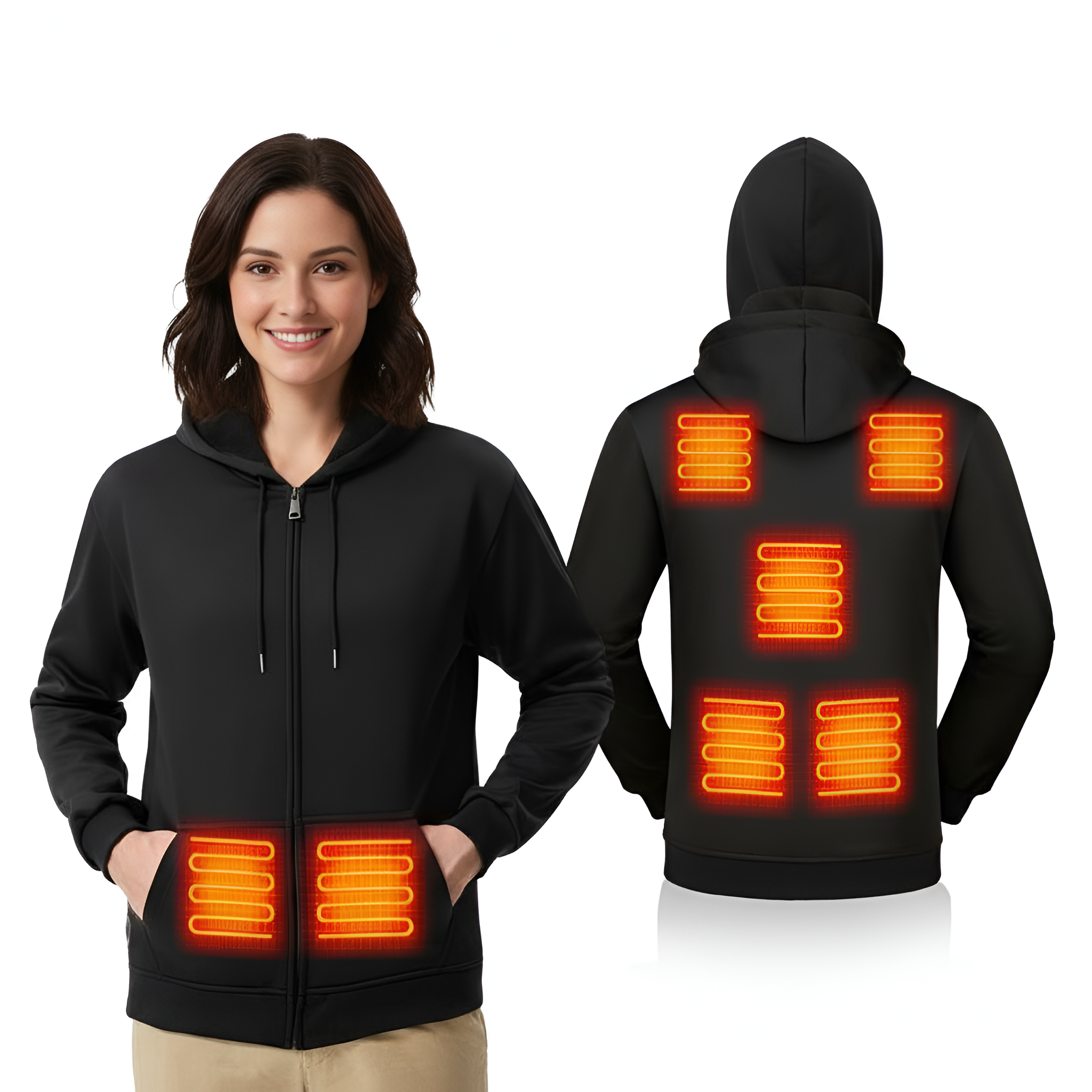 Zip Up Heated Hoodie For Men With Electric Heating And Thermal Fleece