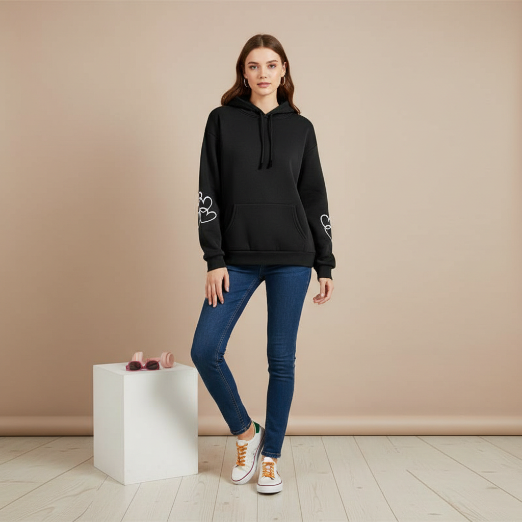 Casual Plus Size Cow Print Hooded Pullover Sweatshirt