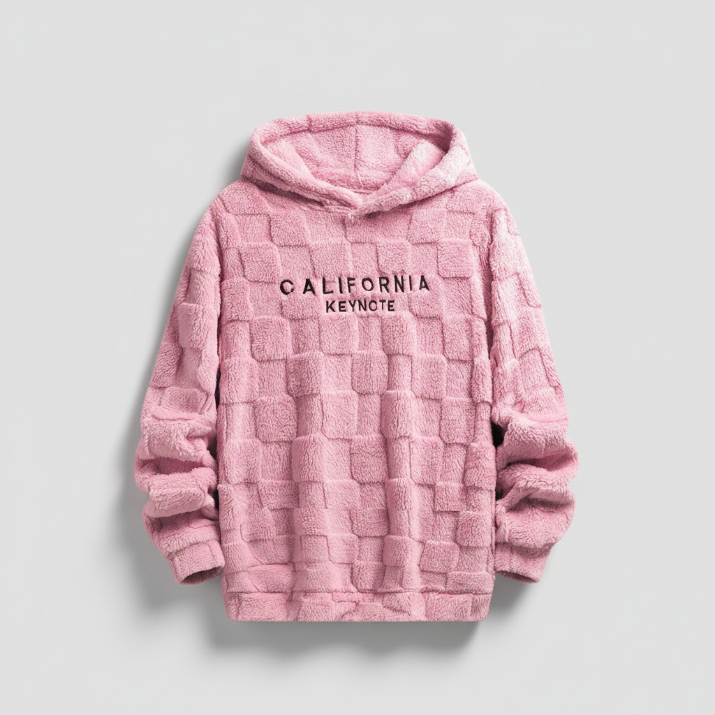 Men's Letter Embroidery Drop Shoulder Fuzzy Hoodie