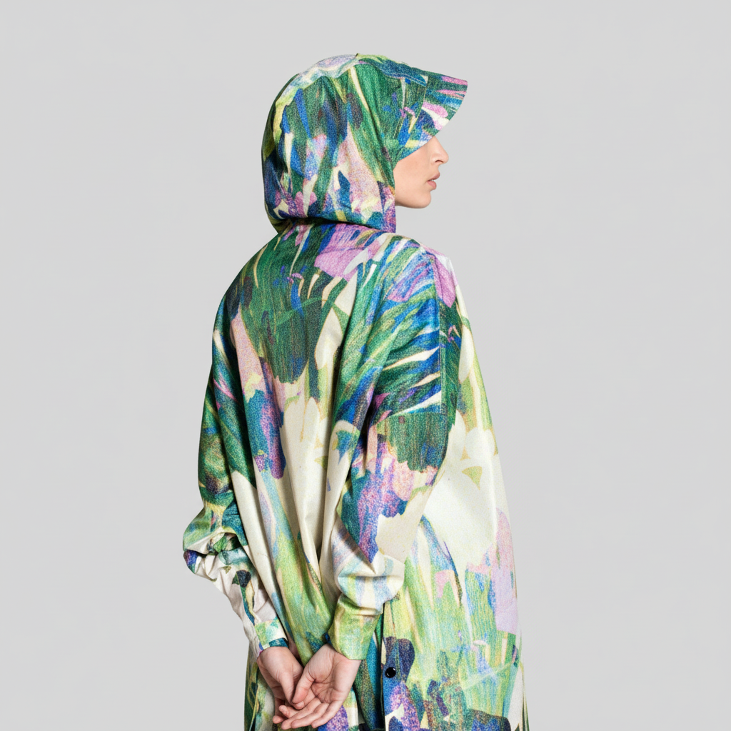 Smiles Patterned Design Rain Poncho