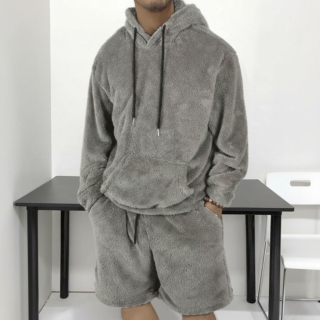 Hooded Sweatshirt And Shorts Two Piece Set