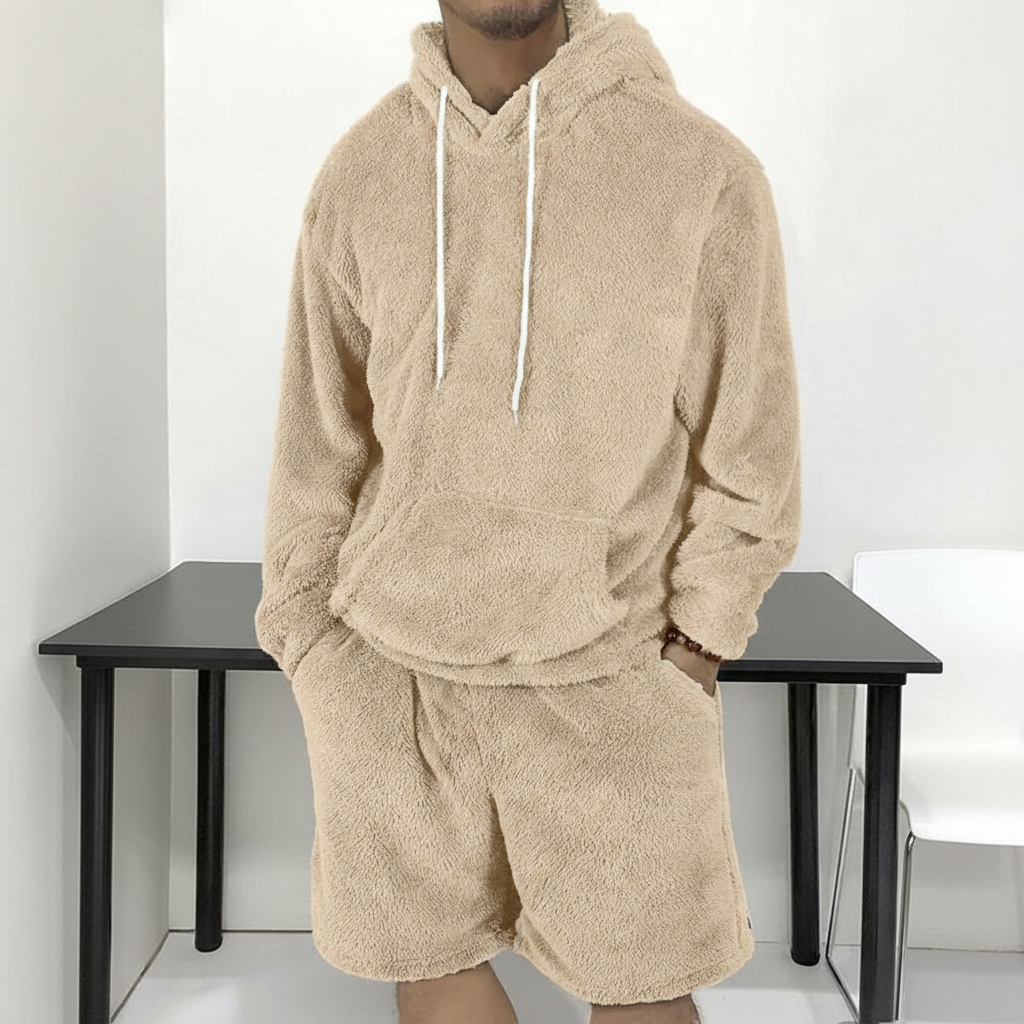 Hooded Sweatshirt And Shorts Two Piece Set