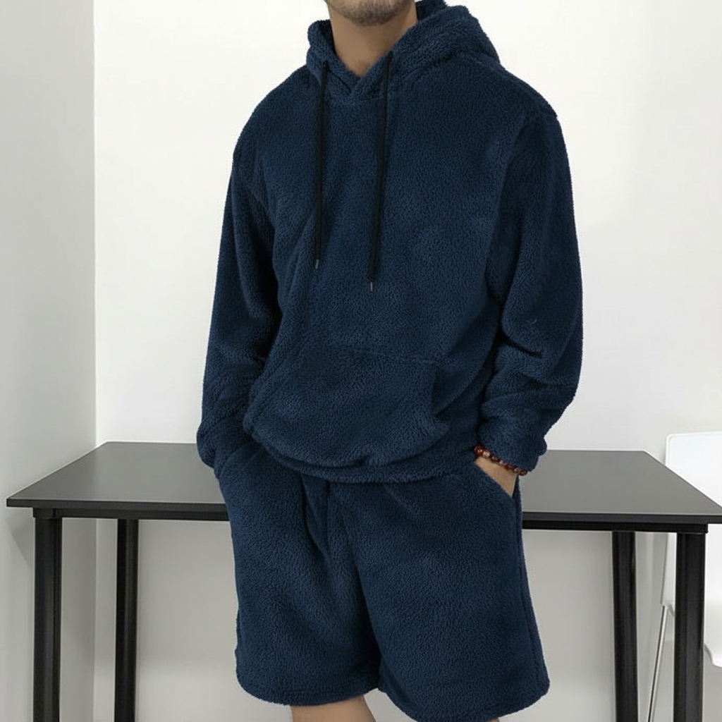 Hooded Sweatshirt And Shorts Two Piece Set