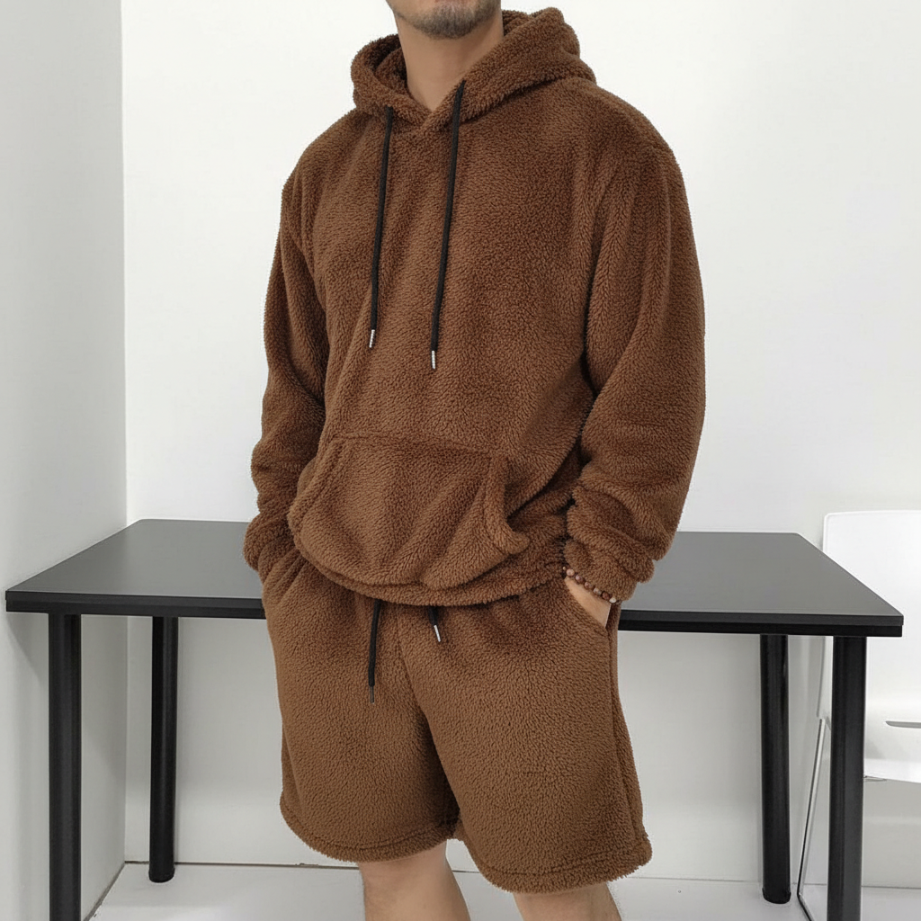 Hooded Sweatshirt And Shorts Two Piece Set