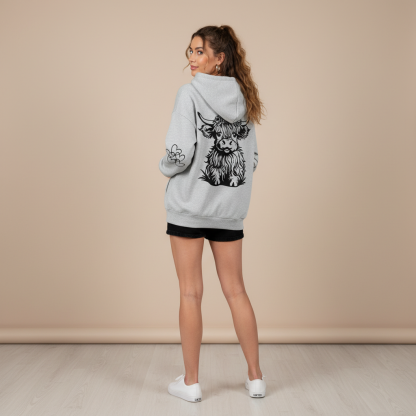 Casual Plus Size Cow Print Hooded Pullover Sweatshirt