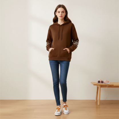 Casual Plus Size Cow Print Hooded Pullover Sweatshirt