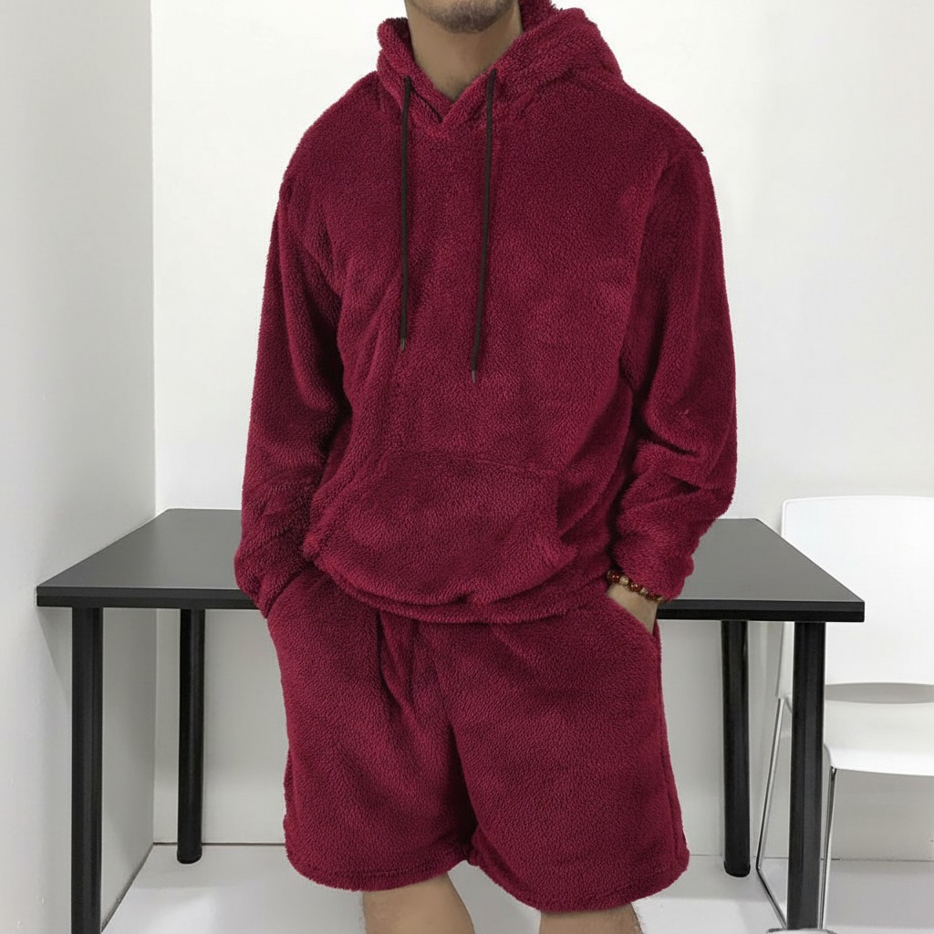 Hooded Sweatshirt And Shorts Two Piece Set