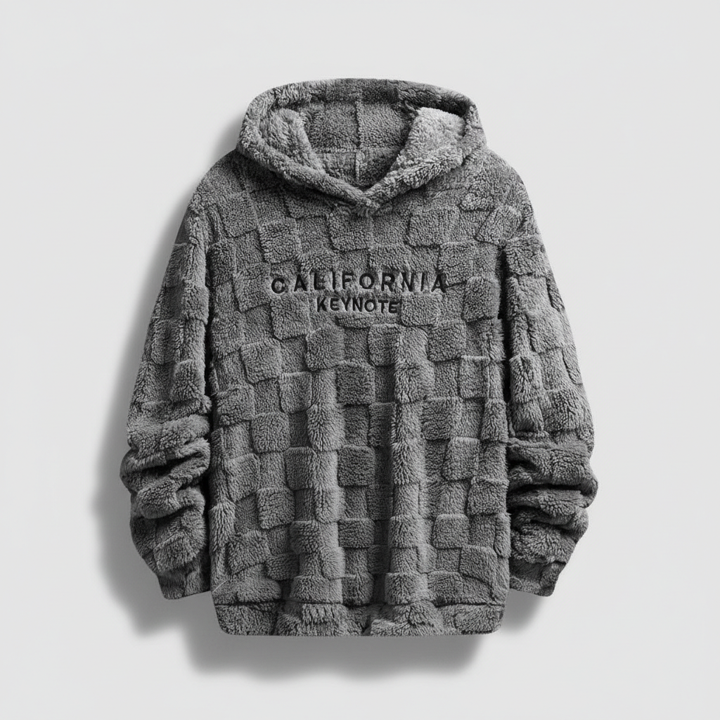 Men's Letter Embroidery Drop Shoulder Fuzzy Hoodie