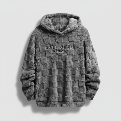 Men's Letter Embroidery Drop Shoulder Fuzzy Hoodie