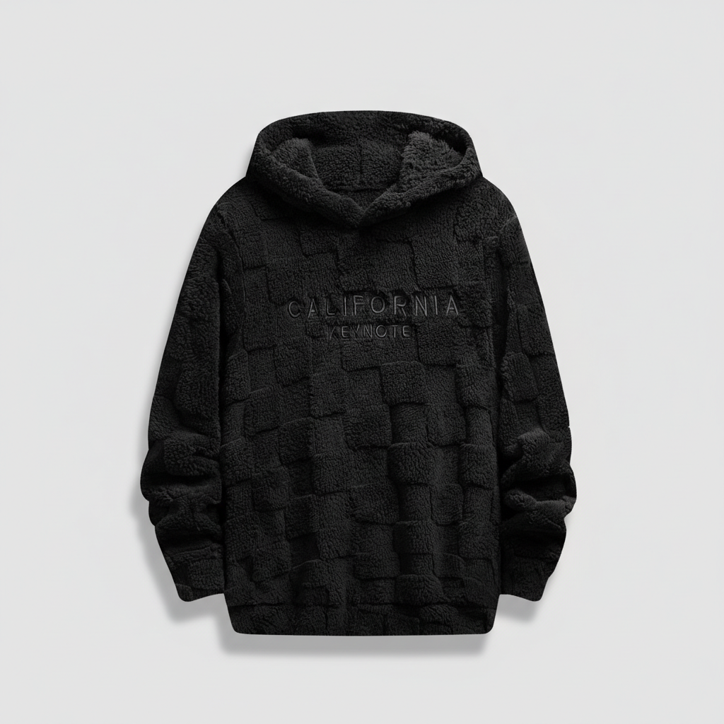 Men's Letter Embroidery Drop Shoulder Fuzzy Hoodie