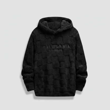 Men's Letter Embroidery Drop Shoulder Fuzzy Hoodie