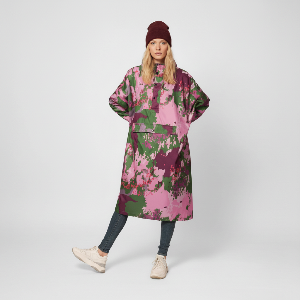 Smiles Patterned Design Rain Poncho