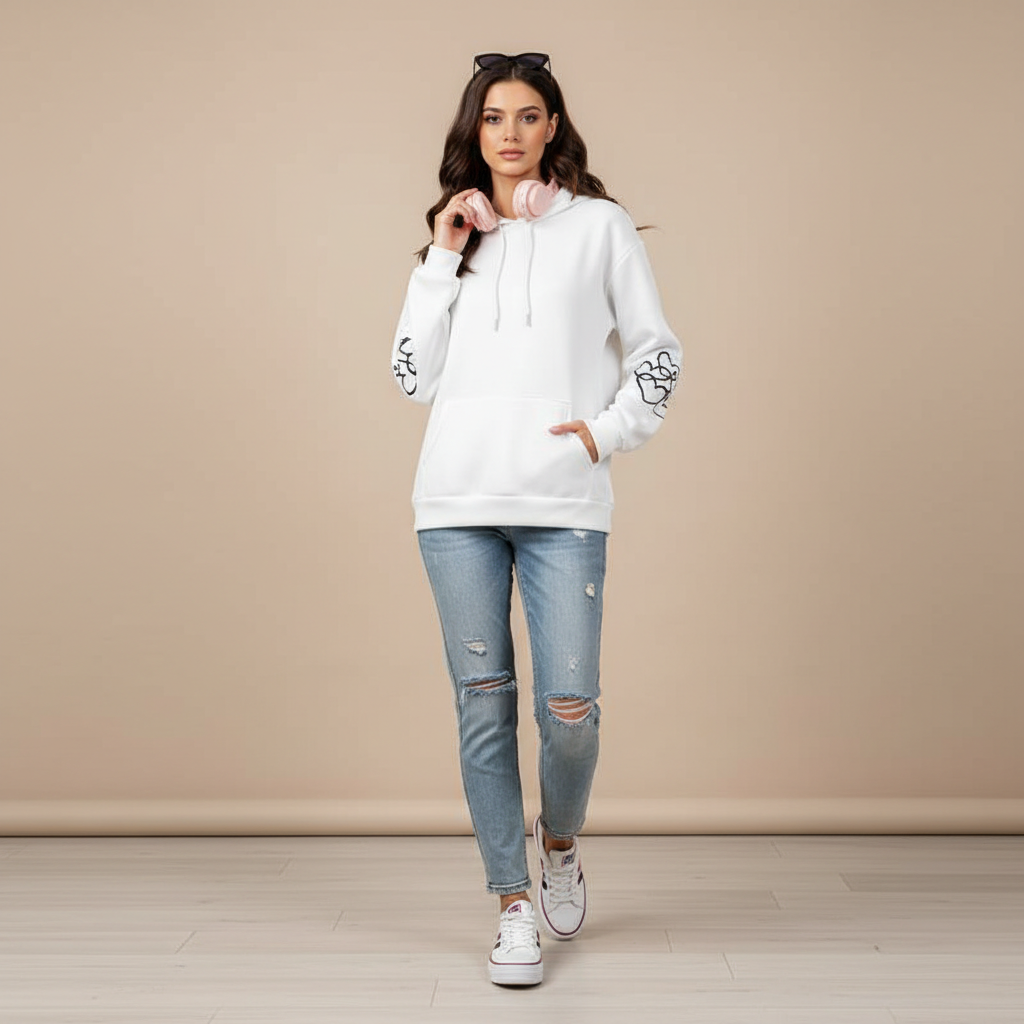 Casual Plus Size Cow Print Hooded Pullover Sweatshirt