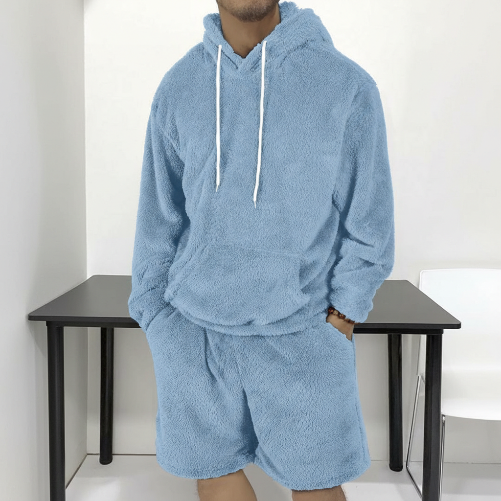 Hooded Sweatshirt And Shorts Two Piece Set