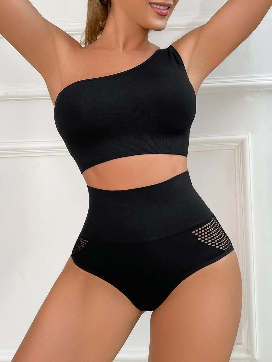 Wide Waistband Hollow Out Shapewear Panty-Soco Hoodie