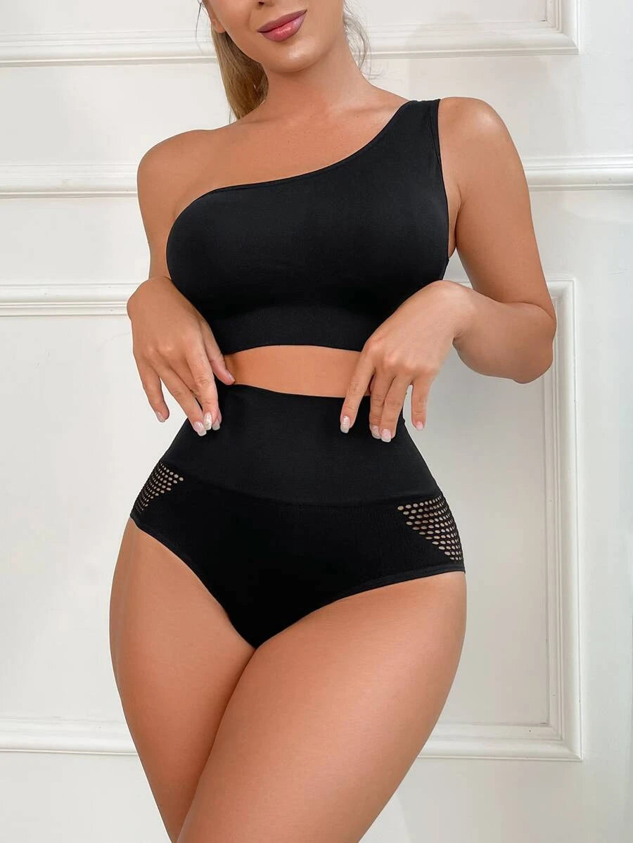 Wide Waistband Hollow Out Shapewear Panty-Soco Hoodie