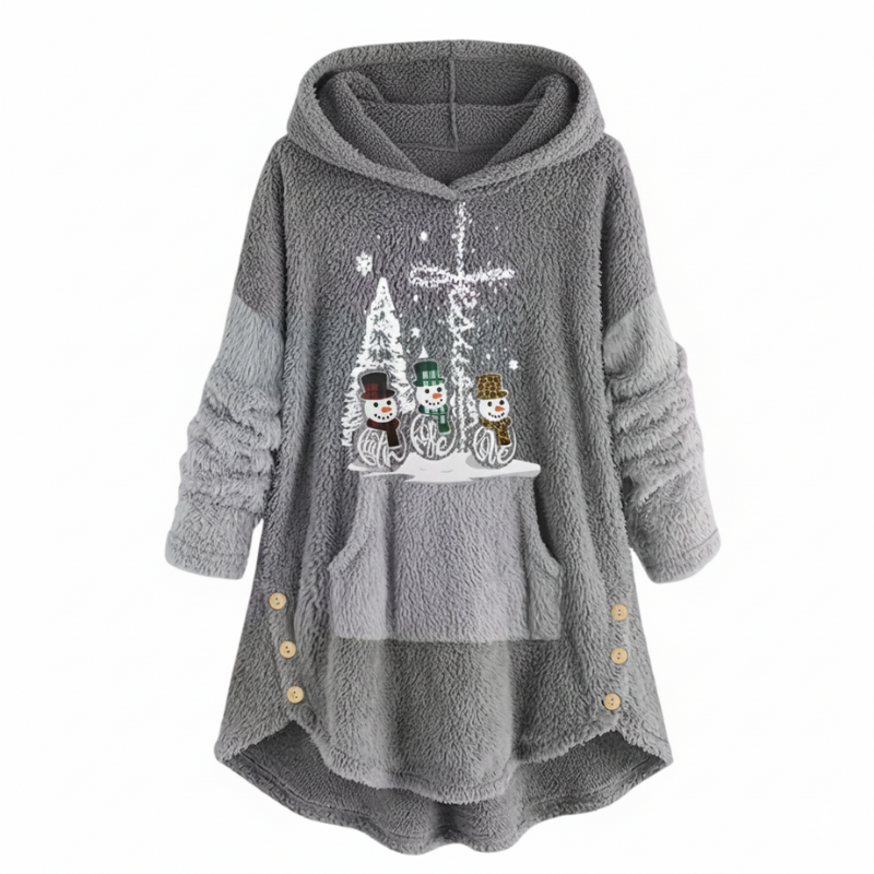 Fleece Lined Christmas Graphic Print Hoodie For Women