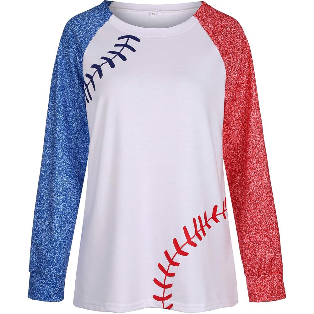 Baseball Stitch Print Pullover Sweatshirt