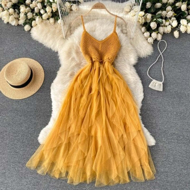 Irregular Net Gauze Fluffy Dress For Women-Soco Hoodie
