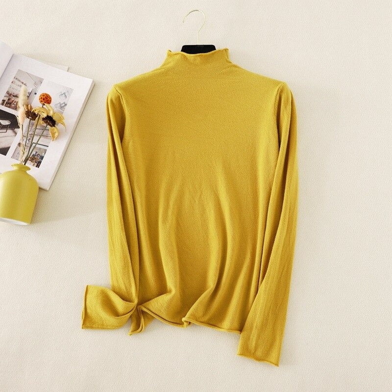 Mock Neck Basic Solid Pullover For Women-Soco Hoodie