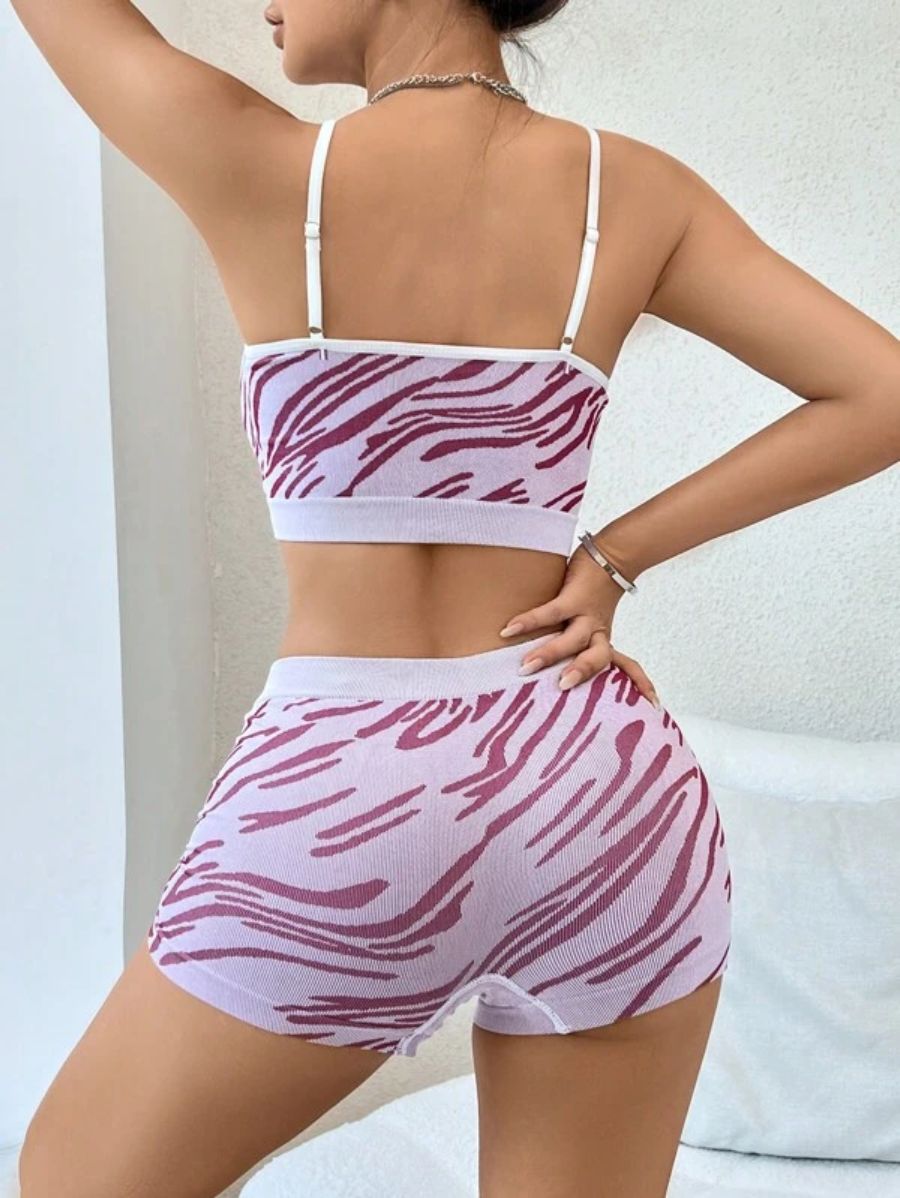 Zebra Striped Pattern Lingerie Set-Soco Hoodie