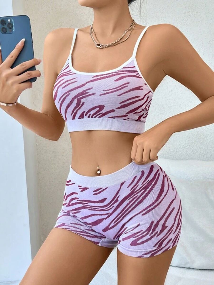 Zebra Striped Pattern Lingerie Set-Soco Hoodie