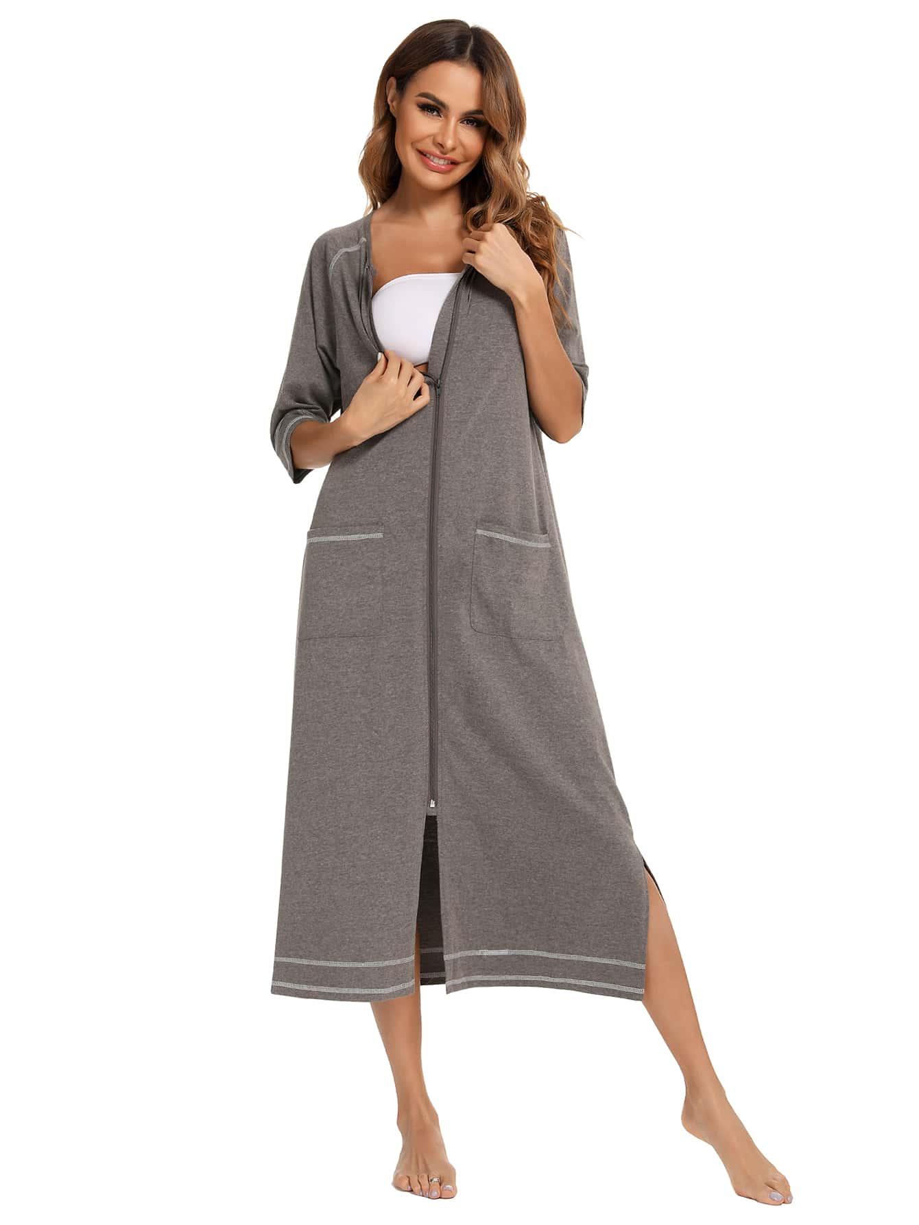 Zip Up Dress Coat Sleepwear-Soco Hoodie