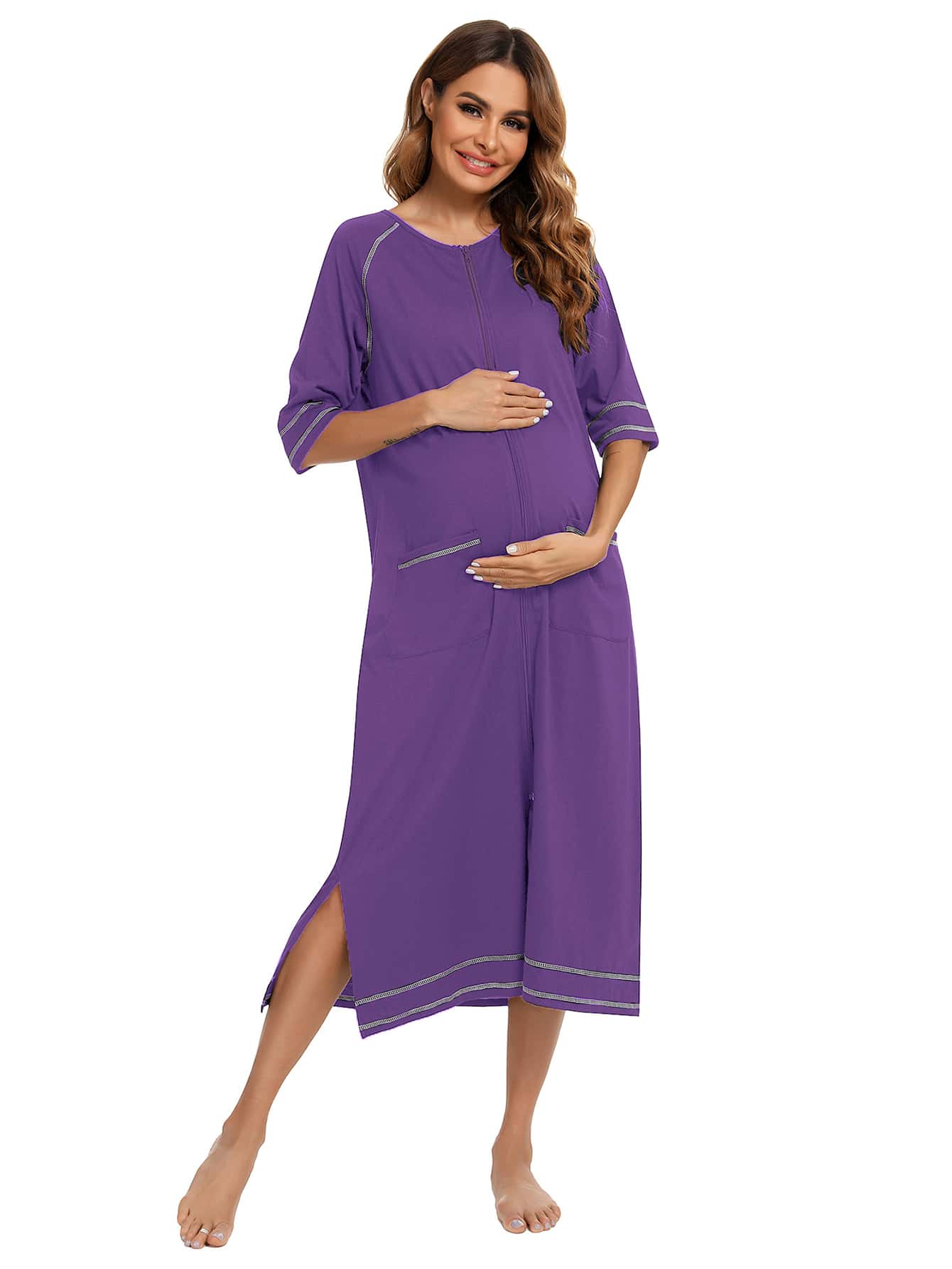 Zip Up Dress Coat Sleepwear-Soco Hoodie