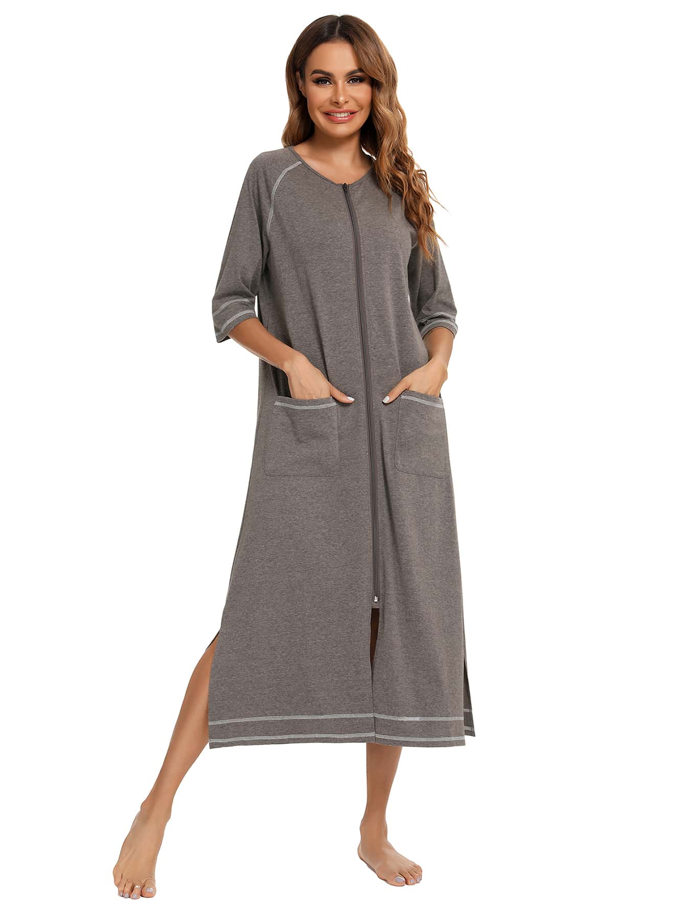 Zip Up Dress Coat Sleepwear-Soco Hoodie