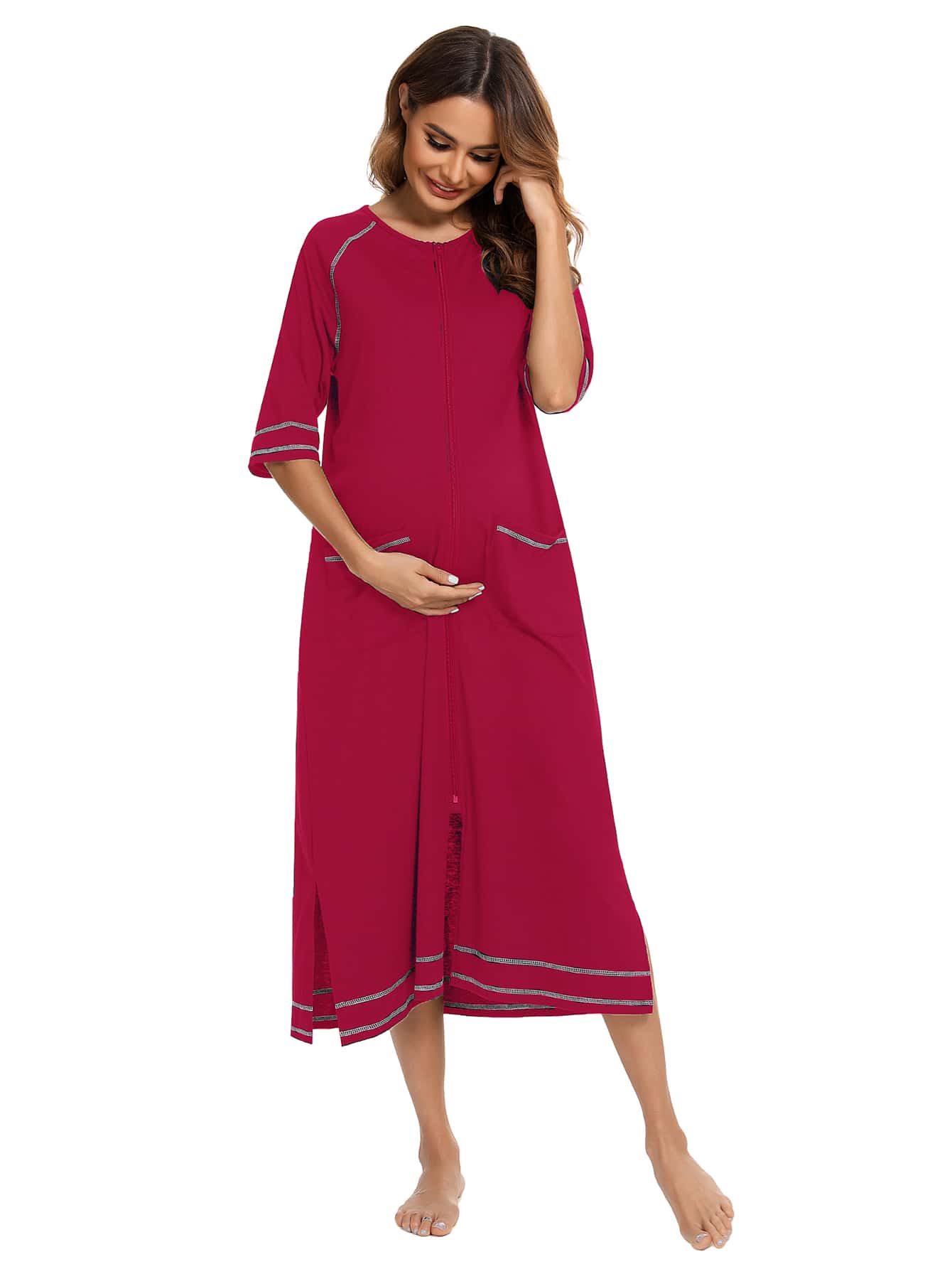 Zip Up Dress Coat Sleepwear-Soco Hoodie